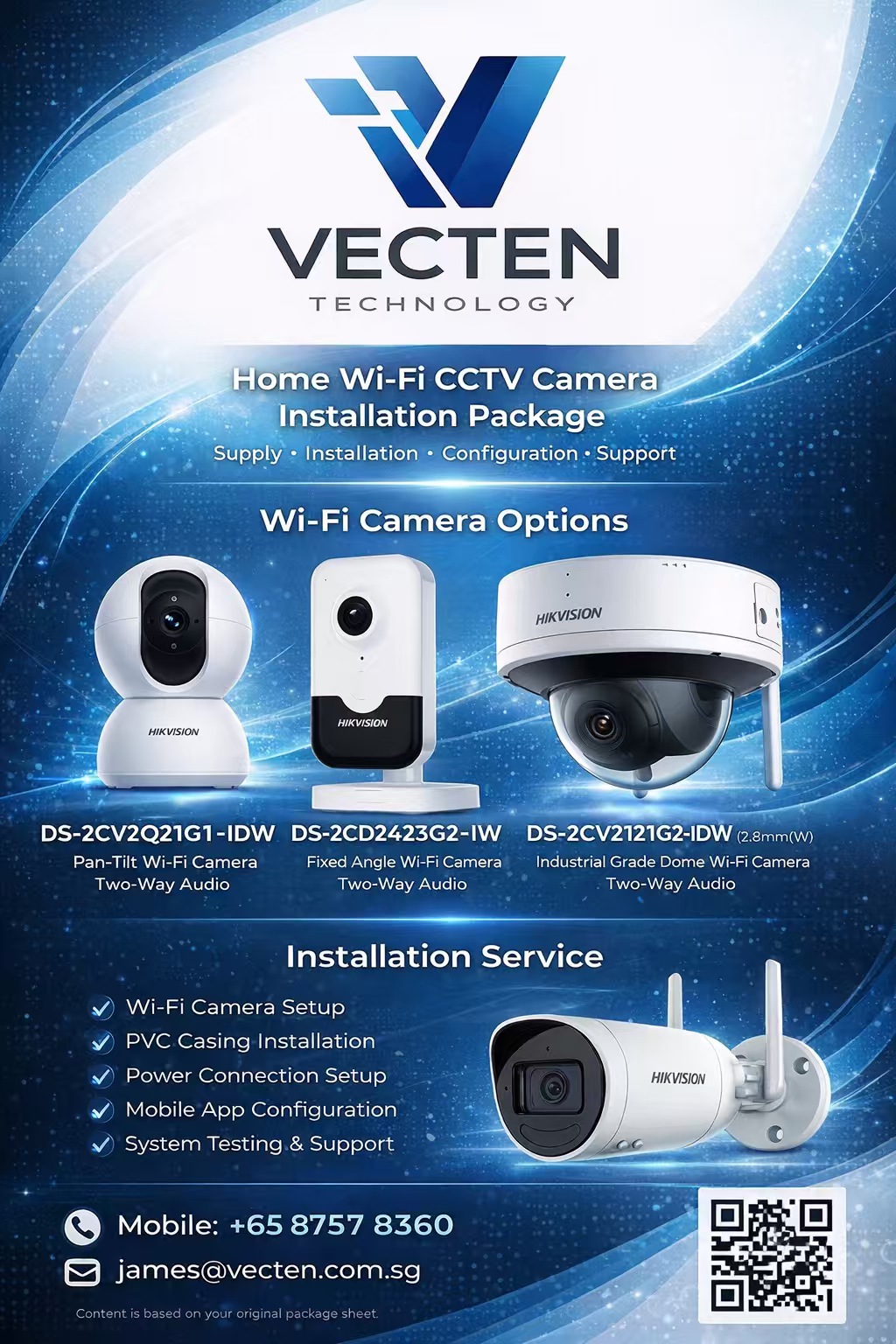Vecten home Wi-Fi CCTV camera installation package